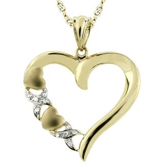 14k Yellow Gold Diamond Accent Heart Necklace