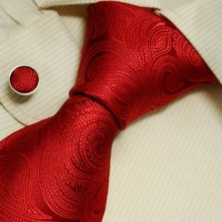 Red Pattern Silk Tie Paisley Gifts for the Groom Italian