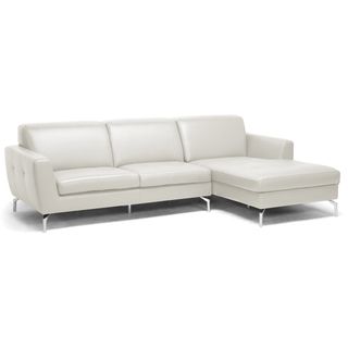 Donovan Cream Leather Modern Sectional Sofa