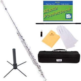 Mendini MFE N+SD+PB Nickel Plated Closed Hole C Flute with 1 Year