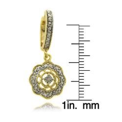 14k Gold over Silver Diamond Accent Flower Dangle Earrings