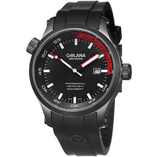 Golana Swiss Mens Aqua Pro 100 Black Rubber Strap Watch