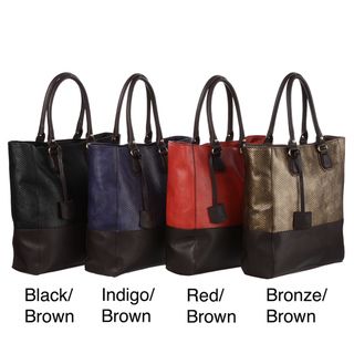 Mondani Linden Snake Embossed Colorblock Tote Bag