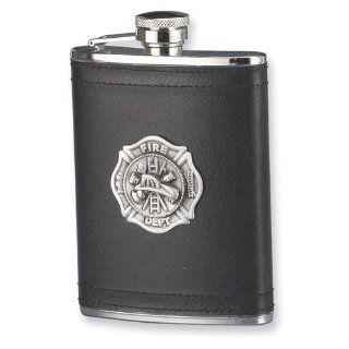 7 oz. Stainless Steel Pewter Firefighter Emblem Flask