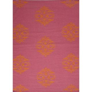 Flat Weave Moroccan Pink Wool Rug (9 x 12)