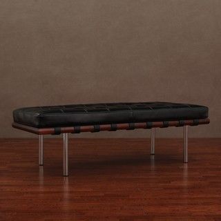 Andalucia Black Leather Bench
