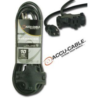 Accu Cable EC163 3FER10 Black 16 Gauge 3 Plug 10 Ft