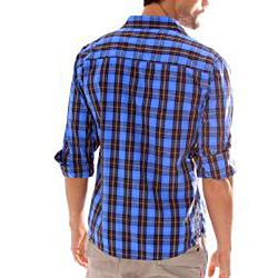 191 Unlimited Mens Blue Plaid Snap button Shirt