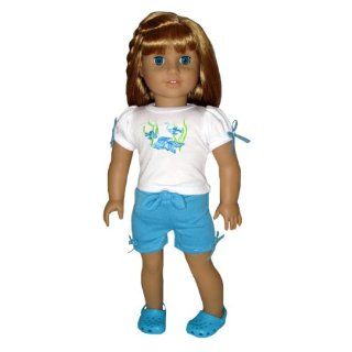 SHOES INCLUDED. Fish Top, Shorts, and Clogs. Doll Clothes fit 18