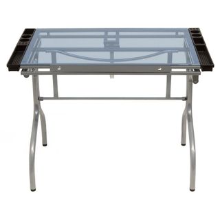 Offex Silver/ Blue Glass Folding Craft Station