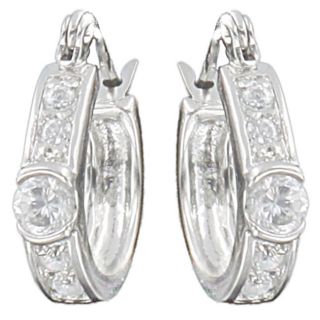 Silvertone Cubic Zirconia Hoop Earrings