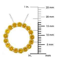 10k Gold November Birthstone Small Prong set Citrine Circle Necklace