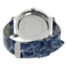 Geneva Platinum Womens Rhinestone Crocodile Pattern Strap Watch
