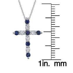 14k White Gold Sapphire and 1/2ct TDW Diamond Necklace (H I, SI2