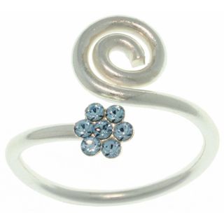 CGC Sterling Silver Blue Crystal Flower Swirl Ring Today $14.69 Sale