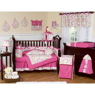 Sweet Jojo Designs Pink and Green Circles 9 piece Crib Bedding Set