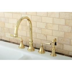 Polished Brass 4 hole Kitchen Faucet and Brass Sprayer