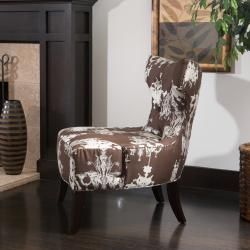Chandelier print Fabric Brown/ White Accent Chair