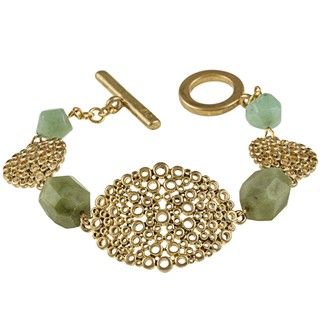 Adrienne Vittadini Gold Overlay Hyde Park Green Stone Bracelet