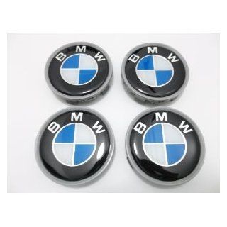 New 4 X BMW Glossy Blue Flat Wheel Center Caps, Badge
