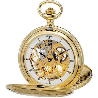 Avalon Imperiale Goldtone 17 jewel Skeleton Double cover Pocket Watch