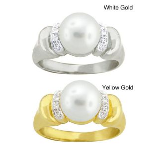 10k Gold Freshwater Pearl and White Zircon Ring Today $339.99