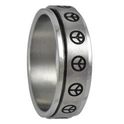 Stainless Steel Peace Sign Spinner Ring