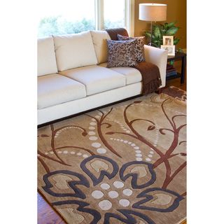 Hand tufted Whimsy Tan Floral Wool Rug (9 x 12)