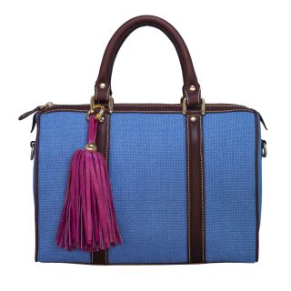 Claudia G. Womens Blue Alessa Canvas and Leather Handbag Today $