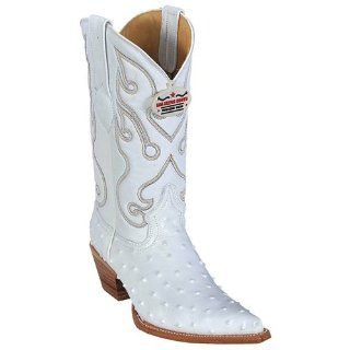 White Ostrich Genuine Leather Womens Cowboy Boots Western Classics