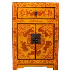 Orange Chinese Storage Cabinet/ End Table