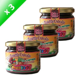 Lot de 4 pôts de Miel Kids Noisettes / Chocolat   Miel crémeux