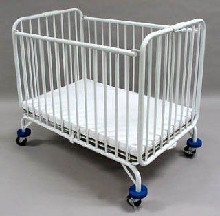 LA Baby Compact Folding Metal Crib, White Baby