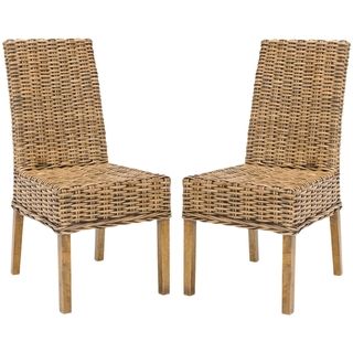 St Thomas Indoor Wicker Brown Side Chairs (Set of 2)