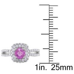 Miadora 14k White Gold Pink Sapphire and 1ct TDW Diamond Engagement