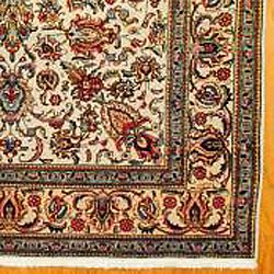 Persian Hand knotted Ivory Tabriz Wool Rug (77 x 114)