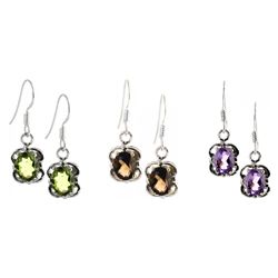 Handmade Sterling Silver Faceted Gemstone Earrings (India) Today $20