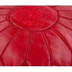 Handmade Casual Living Red Leather Moroccan Ottoman Pouf