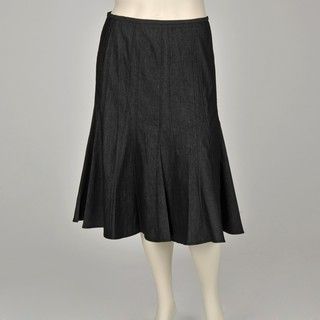 Larry Levine Womens Plus Size Denim Flared Skirt