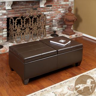 Christopher Knight Home Alfred Brown Bonded Leather Storage Ottoman