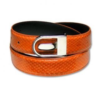 Orange Genuine Snake Skin Bonded Leather Belt   Regular sz