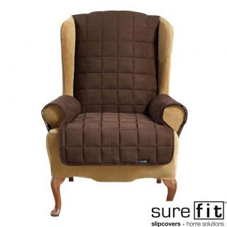 Soft Suede Chocolate Waterproof Wing Chair Cover Today $53.99