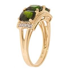 Yach 14k Yellow Gold Chrome Diopside and Diamond Accent Ring