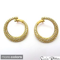 Sonia Bitton 14k Gold Designer Cape Diamond Circle Earrings MSRP $