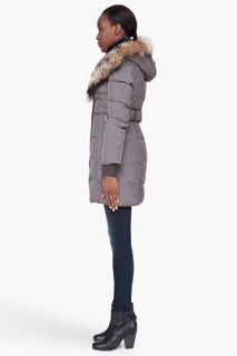 Mackage Grey Hooded Fur trimmed Trish Coat for women