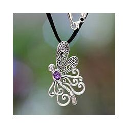Sterling Silver Island Butterfly Amethyst Necklace (Indonesia) Today
