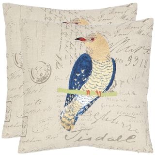 Regal Parrot 18 inch Cream/ Blue Decorative Pillows (Set of 2