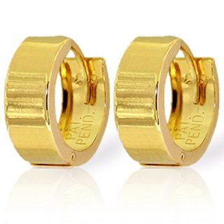 14k Solid Gold Plain Huggie Earrings Jewelry