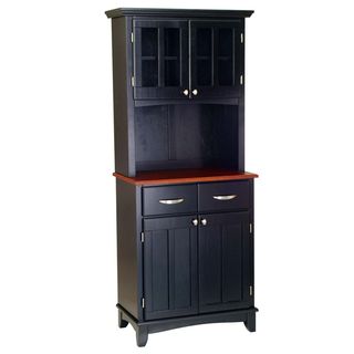 Black Hutch Buffet with Wood Top