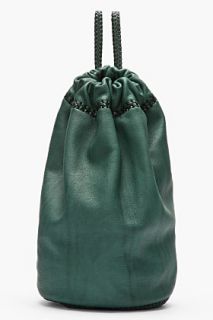 Wendy Nichol Forest Green Gold studded Braided Knapsack for women